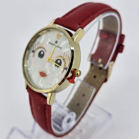 Sailor Jane Women's Watch 34MM Women Face Dial Gold Case Red Leather Bands - Picture 2 of 14